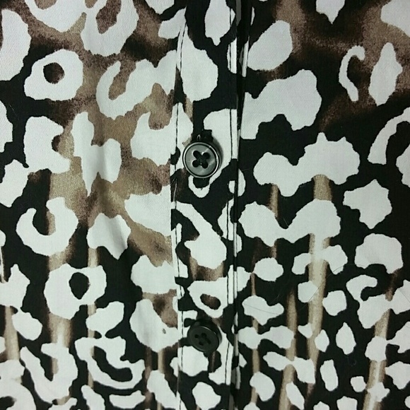 Tank top Dana Buchman black white Brown button Up collared Animal Print - Picture 4 of 5